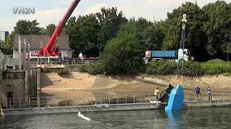 VN24 - Workboat sinks in the Ruhr - salvage with over 55 meters of crane outreach