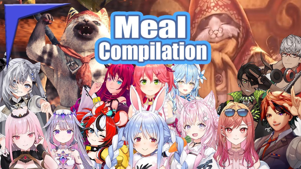 【MEGA COMPILATION】Hololive and Holostars reacting to Monster Hunter World meals【EngSub】