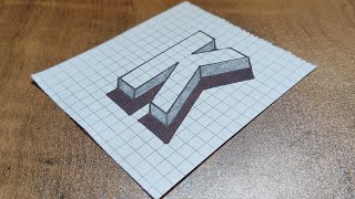 ✅How to Draw a 3D Floating Letter 'K' (Optical Illusion)