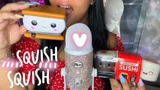 Asmr With Squishies Sticky Tingles Squeezes Whispers On The Mic Tapping Long Nails