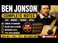 Ben Jonson | Father of Comedy of Humours | MCQs | Jacobean Age | UGC NET | PGT | TGT | MA English |