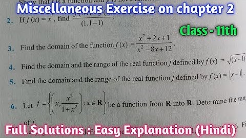 Class 11 Maths Miscellaneous Exercise on chapter 2 || Relations and functions | class 11 mathematics