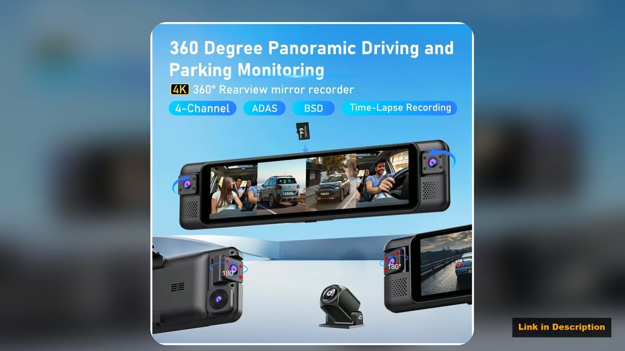 Adinkam V38 4CH 4K1K1K1K Rearview Mirror Dash Cam 360 View ADAS BSD LCA WiFi 24H Parking Monitor