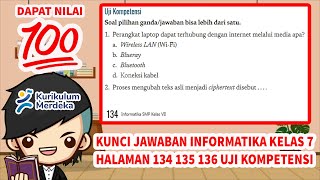 Answer Key for Informatics Grade 7 Pages 134, 135, and 136 of the Independent Curriculum Competen...