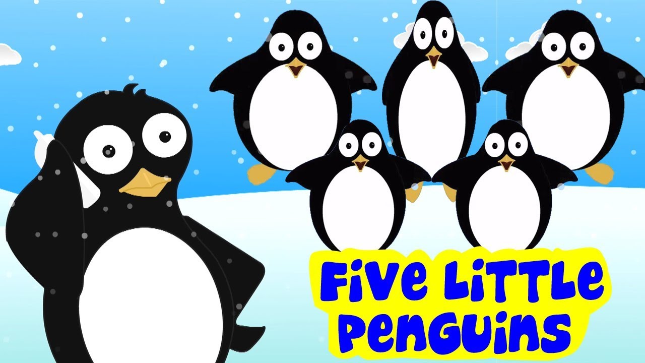 Пять маленьких пингвинов. Пять весёлых пингвинят. Песенка про пингвина для детей. Пять маленьких пингвинов дети рифмуется. Включи песню пингвины