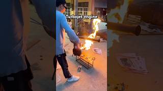Turbojet engine start is crazy 😳 #turbo #engineering #fire