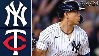 Thrilling Game: NY Yankees vs. MIN Twins | 6/4/2024 MLB Highlights!