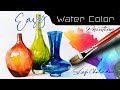 HOW TO DRAW GLASS BOTTLE | GLASS PAINTING | GLASS BOTTLE WATERCOLOR | WATERCOLOR IN 5 MINUTES |