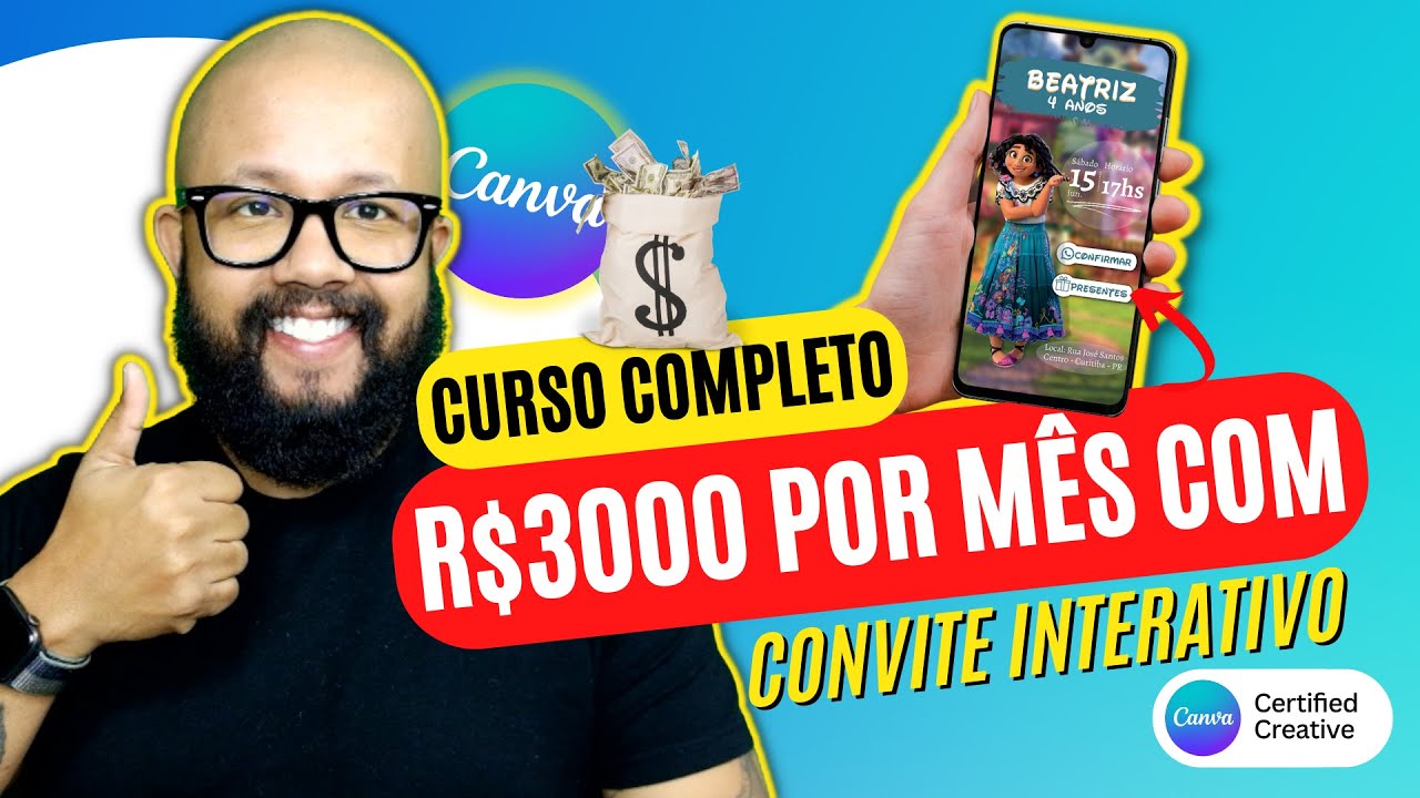 DINHEIRO COM CANVA 🔥  como fazer Convite Interativo Virtual CURSO COMPLETO 2022