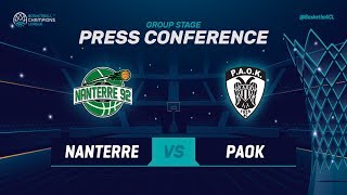 Nanterre 92 v PAOK - Press Conference - Basketball Champions League 2018