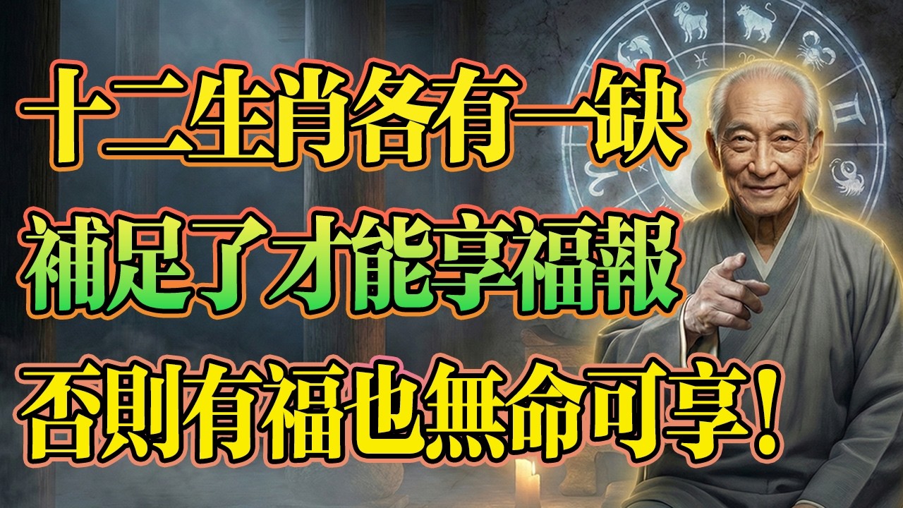 南懷瑾揭示：十二生肖命中各有一缺，只有補足短板，命運才能大翻轉，否則有福也無命可享！#南懷瑾 #十二生肖 #改命 #因果 #南師一盞燈 #佛学 #佛学智慧 #佛法 #屬相運勢 #改命方法 #因果報應