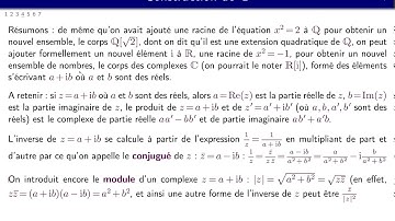Construction du corps des nombres complexes