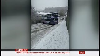Weather Events 2021 - Heavy snow, freezing rain & a sliding bus (UK) - BBC News - 14th January 2021
