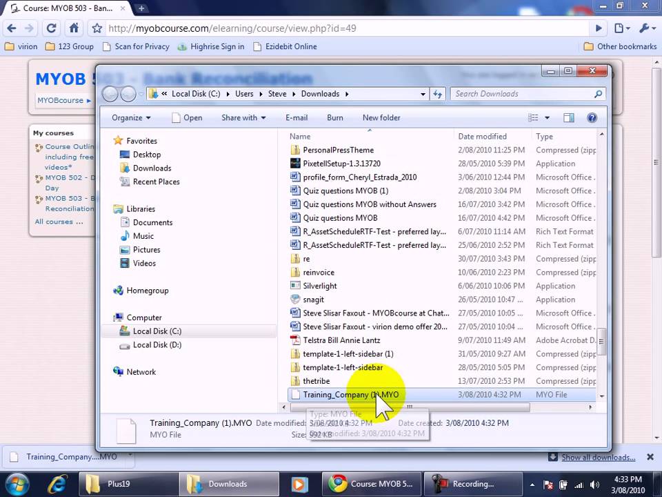 Downloading the MYOB Training_company MYOB file.avi