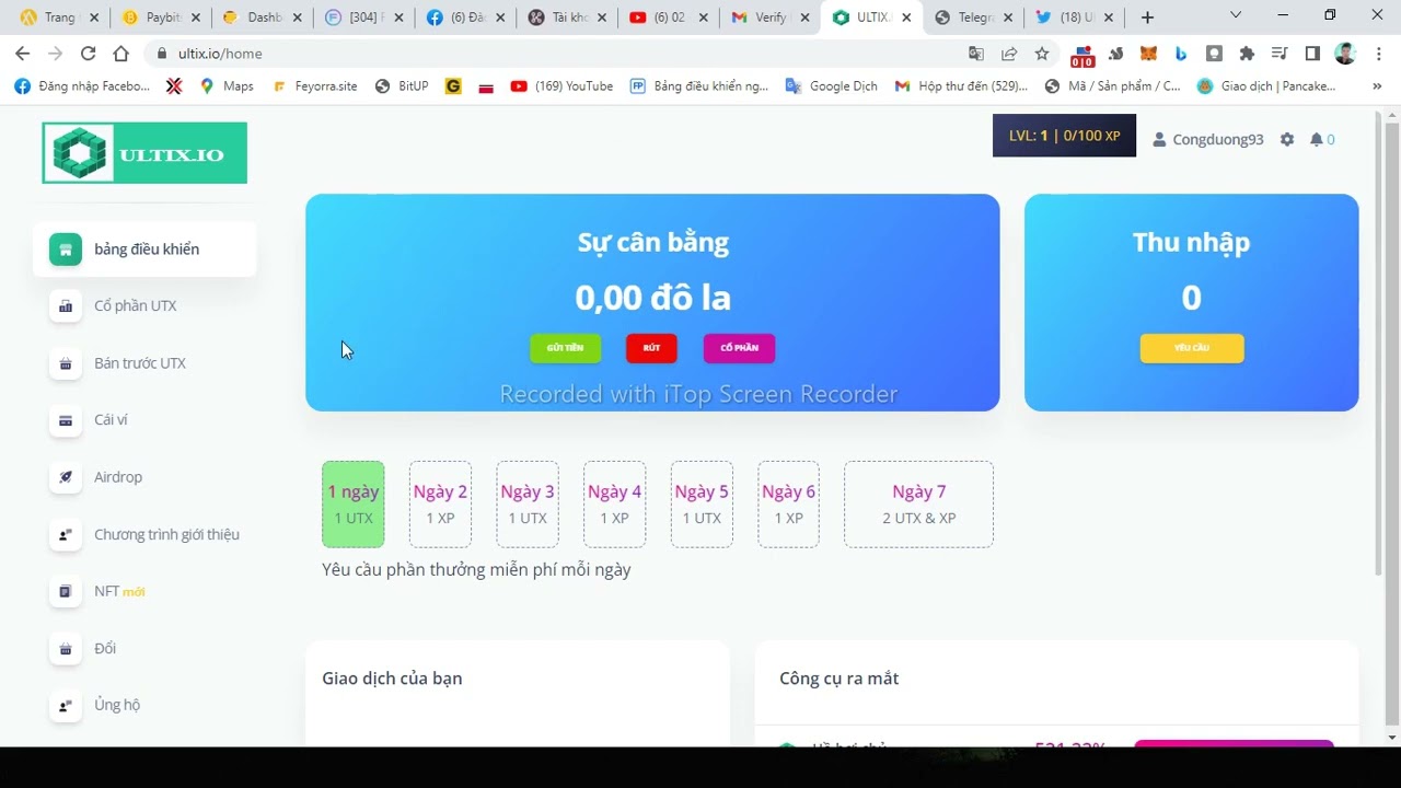 nhận miễn phí hơn 100 UTX coin sàn tương đương 35$,không cần kyc,chỉ cần đk thông thường với gmail