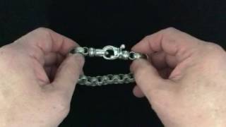 Laurel Leaf "Hook" Bracelet, Diamond, Silver links by Bowman Originals