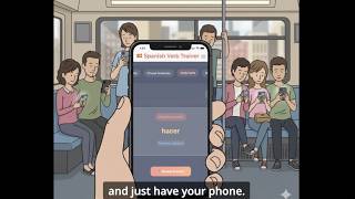 Spanish Verb Trainer: Offline AI Flashcard App (Demo en Español, Subtitles in English) screenshot 1