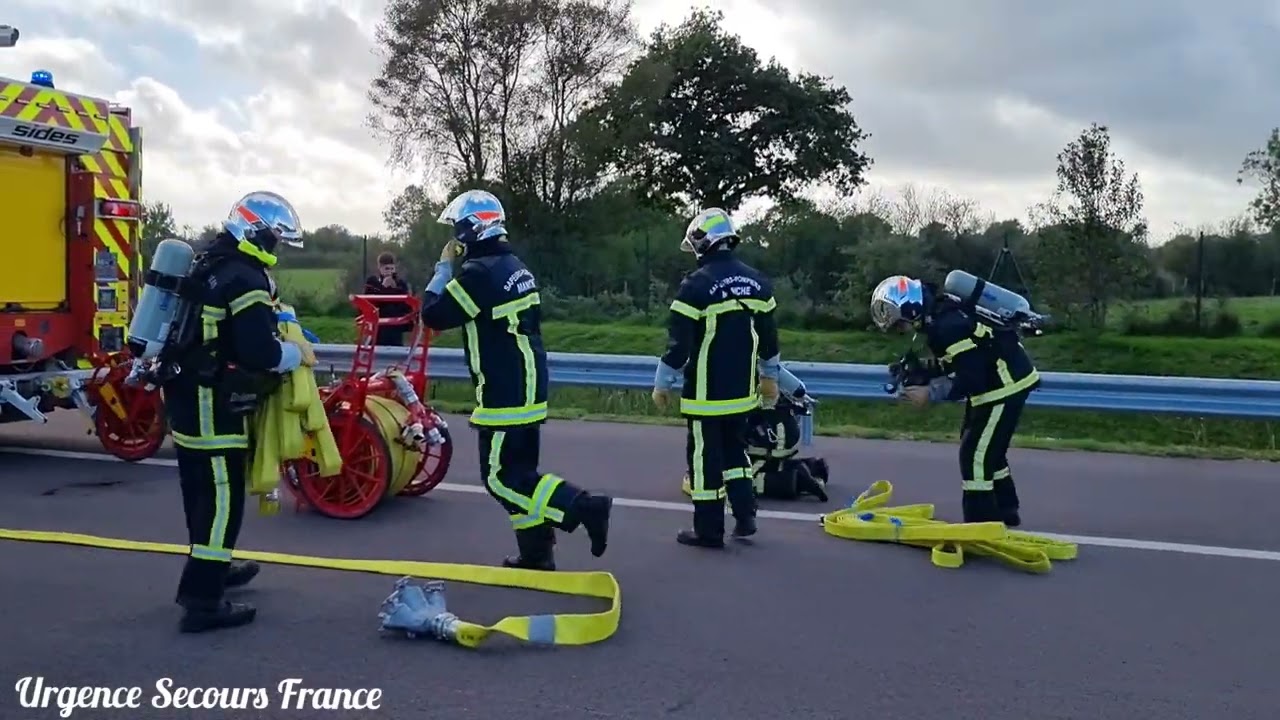 Manœuvres Feu de Voiture au Congrès Départementale des Sapeurs-Pompiers de la Manche