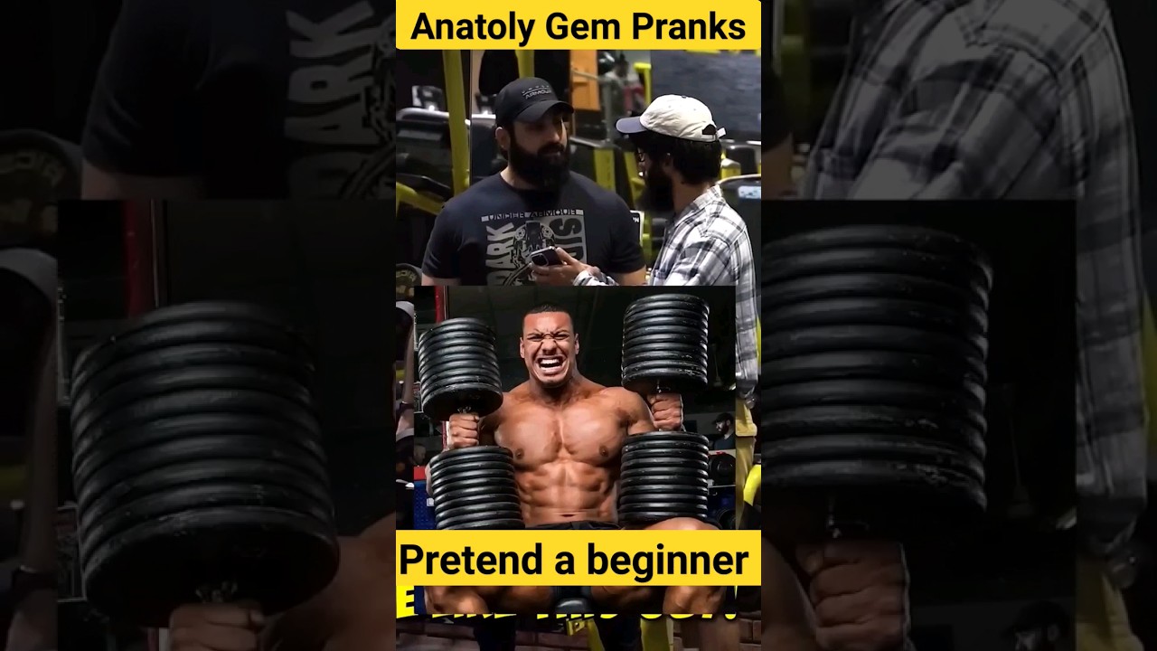 Pranking professional GYM player as a beginner.😅 #anatoly #gym #p