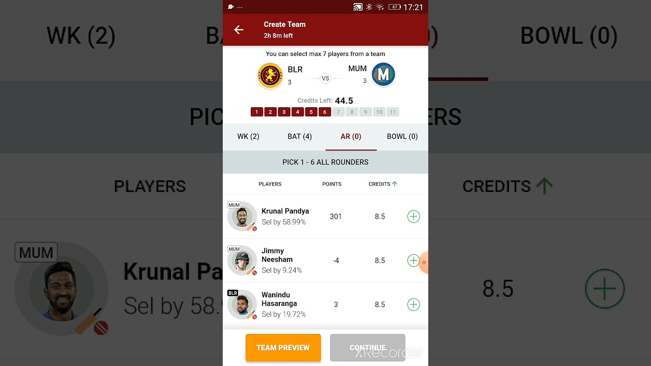 Howzat fantasy tips - RCB vs MI