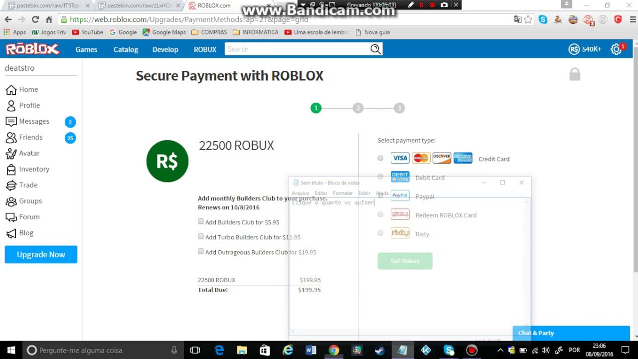 Como Conseguir Robux Infinito Sem Baixar Nada 08 09 2016 Youtube - como conseguir robux en roblox 2016