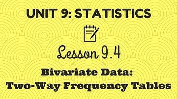 Unit 9 Lesson 4 - Bivariate Data: Two-Way Frequency Tables (version with errors)
