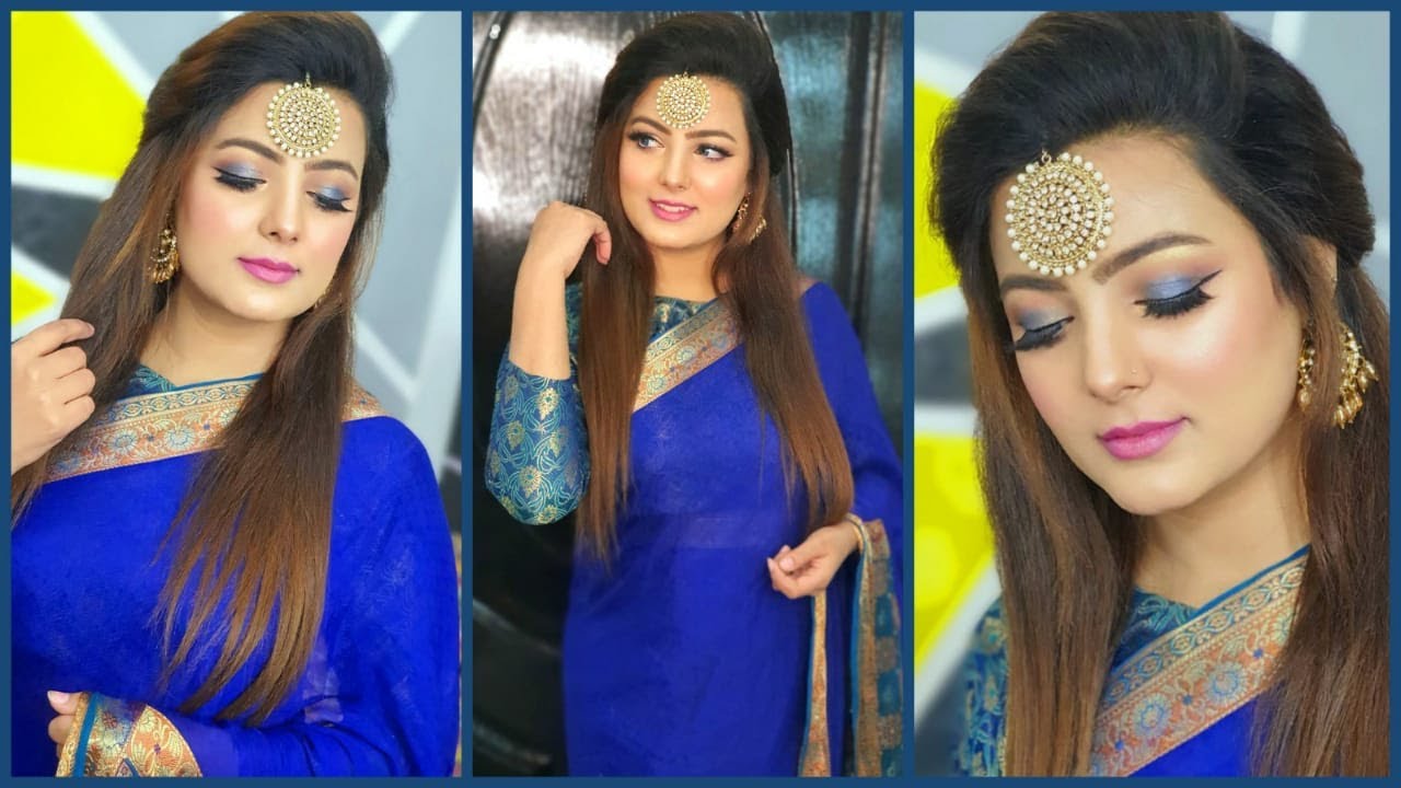 Blue saree bride bridal makeup  Bridal inspiration Indian bridal Bridal