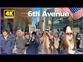 【4K】WALK Sixth Avenue on Christmas Midtown NEW YORK City USA Manhattan Travel vlog