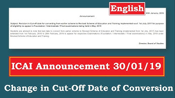 ICAI Announcement || Extension of Cut-Off Date of Conversion from Earlier to Revised Scheme (Eng)