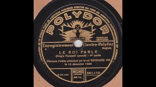 Edouard VIII discours d'abdication  1936