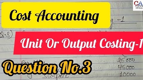 Unit Or Output Costing-1 In Cost Accounting | Cost Accounting Unit Or Output Costing-1