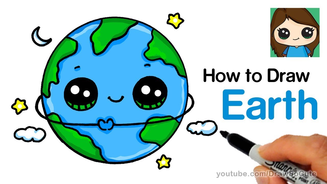 How To Draw Earth Easy And Cute Bizimtube Creative Diy Ideas Crafts And Smart Tips