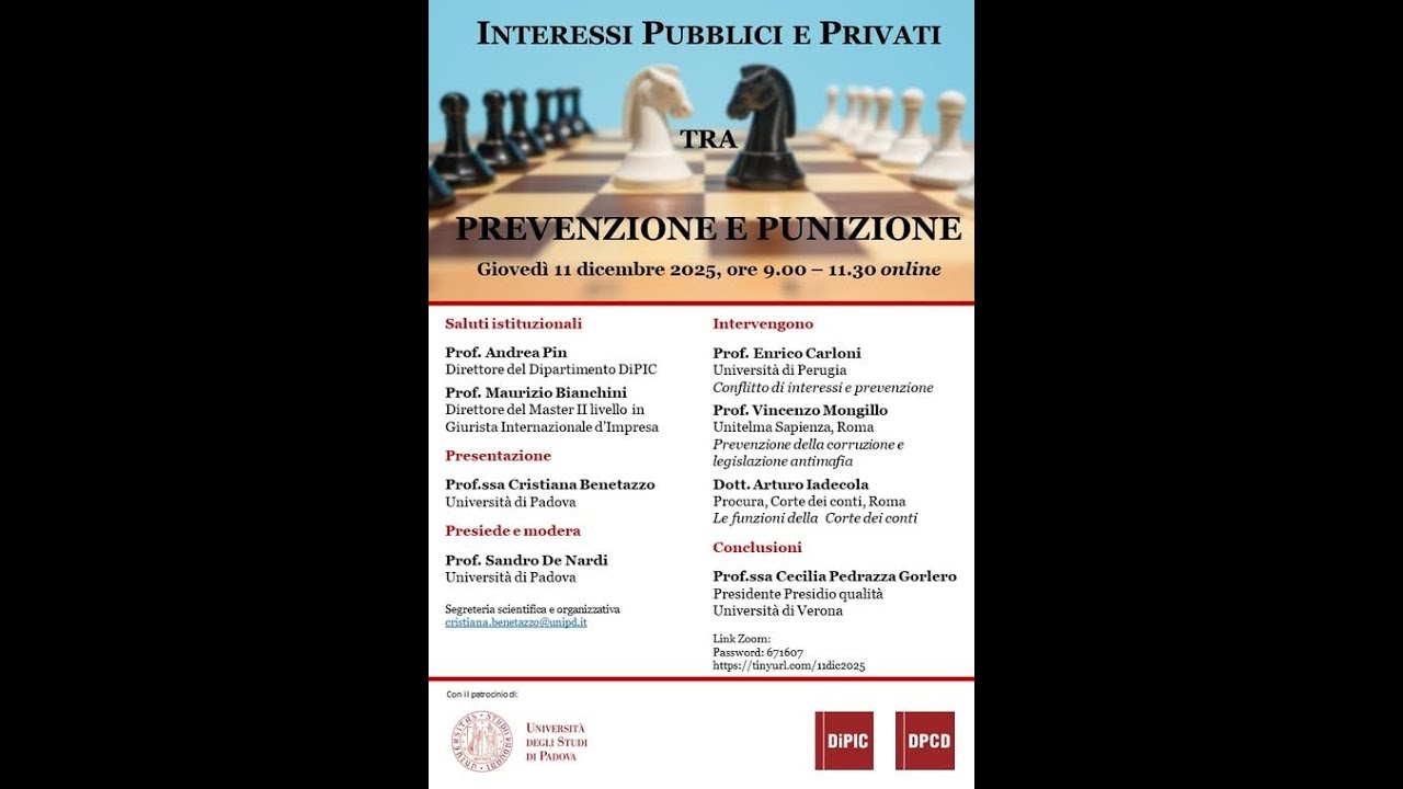 INTERESSI PUBBLICI E PRIVATI TRA PREVENZIONE E PUNIZIONE - 11 dicembre 2025