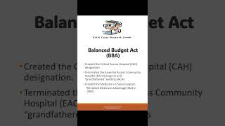 Balanced Budget Act of 1997 (BBA) - Medicare Cost Report Acronyms and Definitions