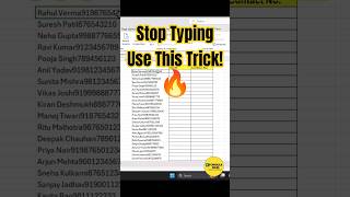 Stop Typing! Use Excel Flash Fill #excel #excelshorts #shortsfeed #shorts