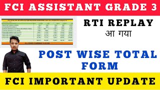 FCI ASSISTANT GRADE 3 POST WISE TOTAL FORM FILL UP || FCI AG 3 POST WISE FORM FILL UP DATA #FCI