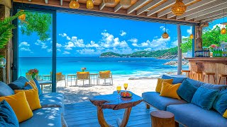 Summer Seaside Bar Ambience  Smooth Jazz Bossa Nova Music And Sea Waves Sounds For Good Mood