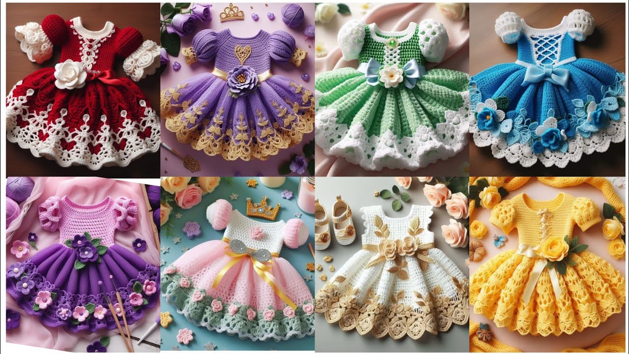 Fabolous and gorgeous New crochet handmade baby frocks designs ideas for girls