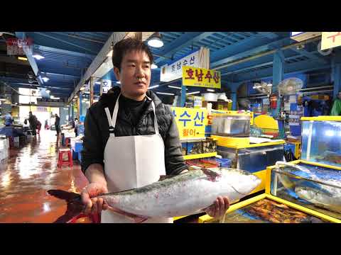 대방어 회뜨기 /  10만원 / 마포농수산물시장 / <strong>Yellowtail</strong> Amberjack Cutting, sashimi / Korean street food