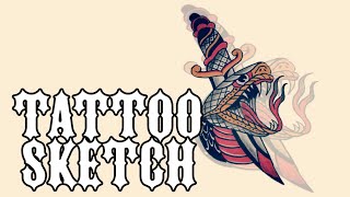 TRADITIONAL SNAKE HEAD TATTOO DRAWING | HOW TO DRAWING  SNAKE HEAD TATTOO