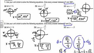 Lesson 23 Precalculus: Solving Equations Using the Unit Circle