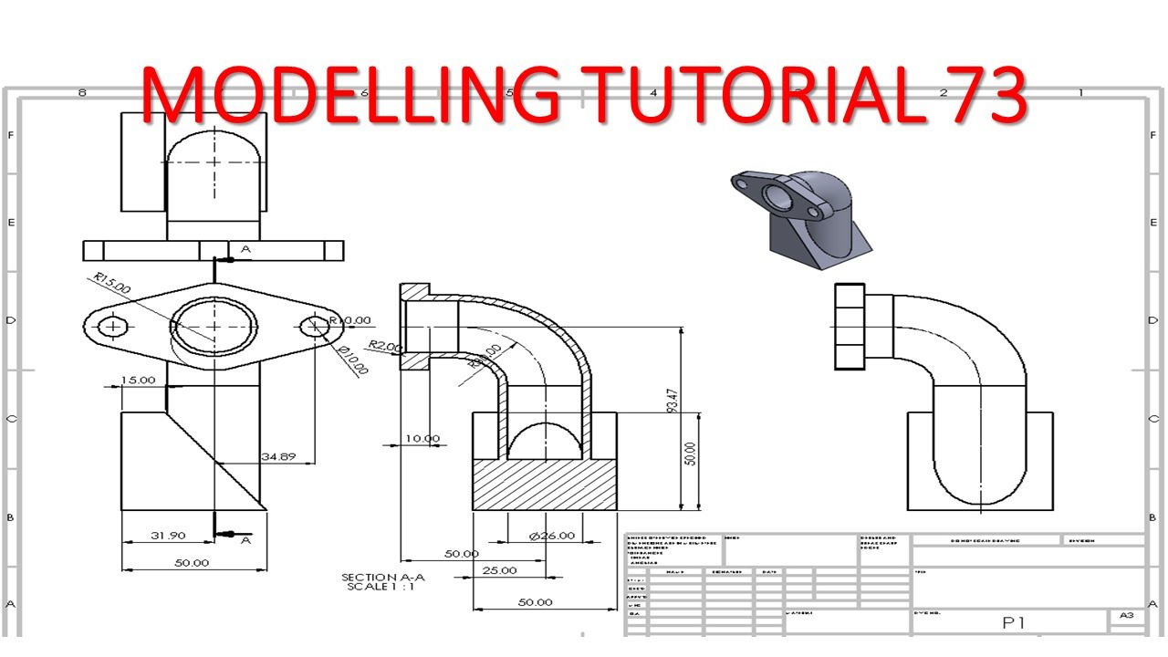SolidWorks Modeling parts tutorial with Exercise 73 - YouTube