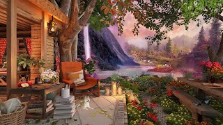 Beautiful Spring Waterfall view in Spring Day Ambience | Water and Bird Sounds for Relax