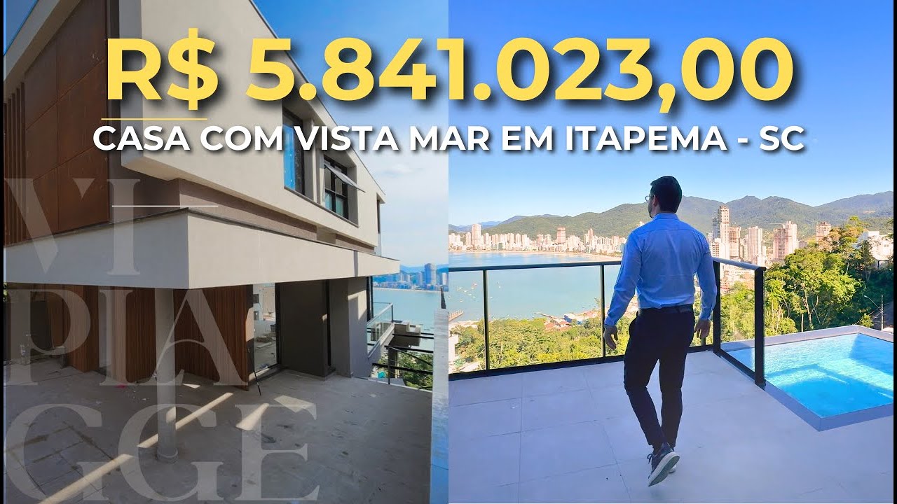 Casa dos sonhos com vista incrível para o mar no Canto da Praia em Itapema - SC