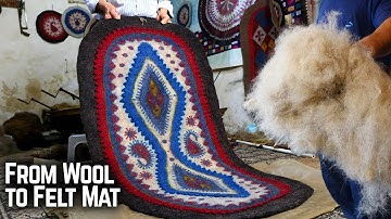 How Sheep Wool Turns Into a Traditional Felt Mat | Ancient Felt Making