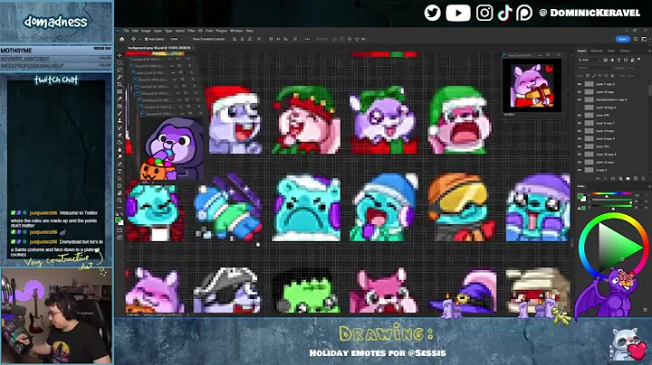 Drawing Holiday Emotes for Twitch streamer Sessis