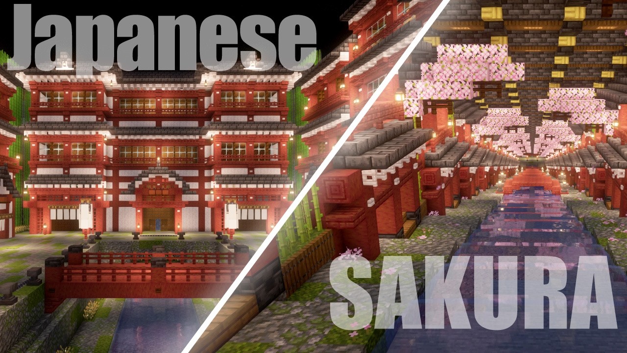 【Minecraft】図説あり！桜舞う地下のマイクラ和風建築の一気見徹底解説【マインクラフト】【マイクラ建築】【作り方】How to ...