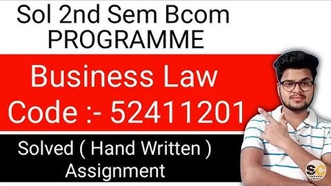 Sol 2nd Sem Business Law Assignment 2021 | Du Sol 2nd Semester Solved Assignment 2021