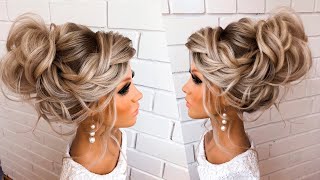 Updo of light texture made with a single straight iron | wedding hairstyle