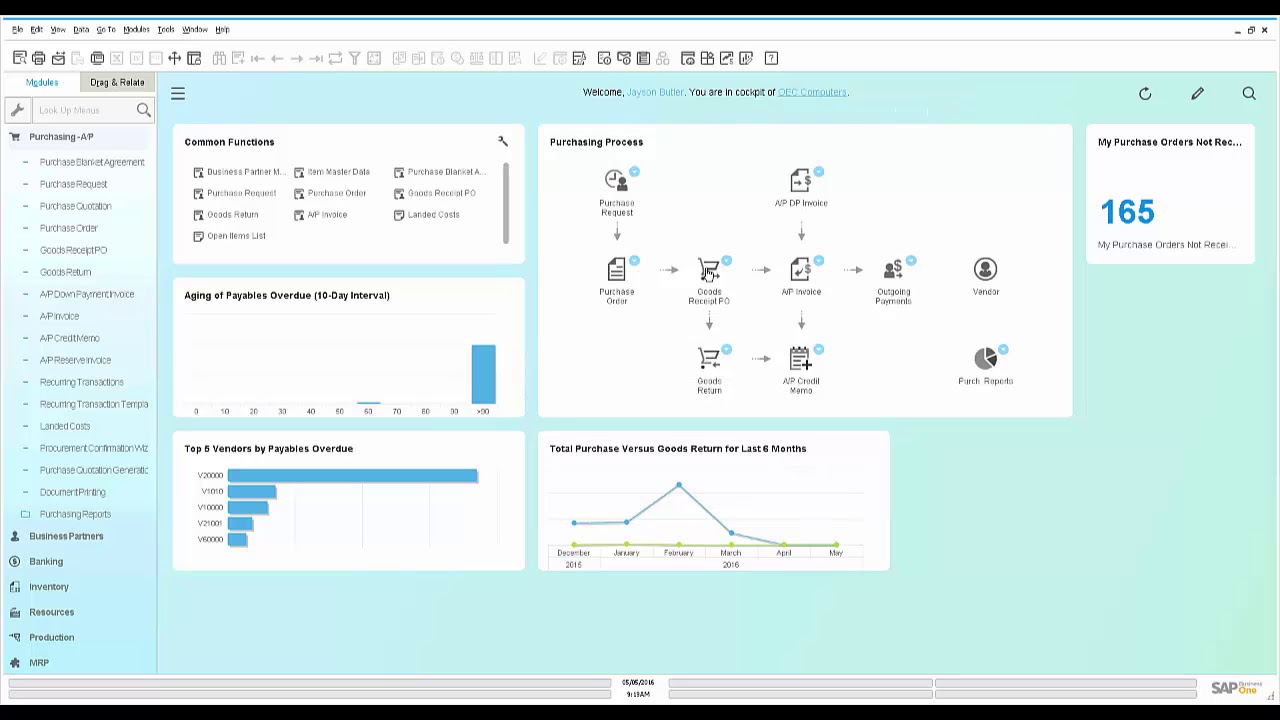 SAP Business One - Purchase Process - YouTube